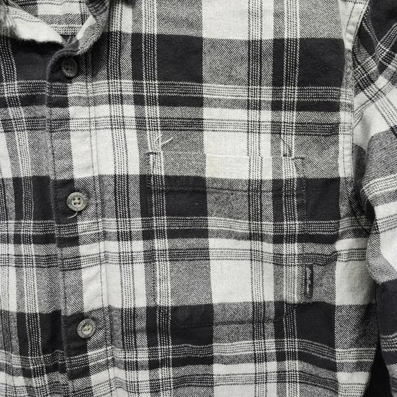 Eddie Bauer men's flannel plaid button-down shirt size S black and gray - Picture 3 of 5